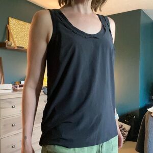 Athleta tank, size S, Black, ribbon-like neckline
